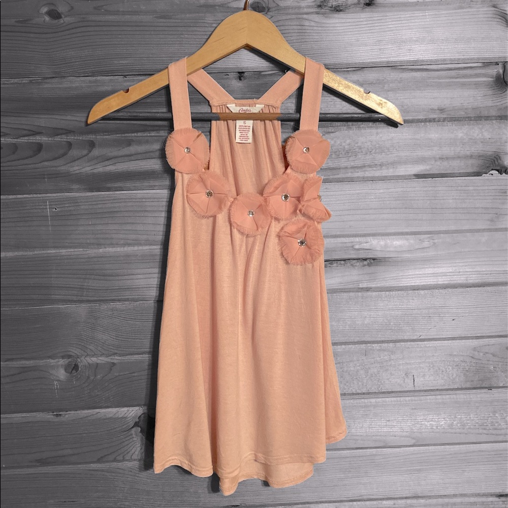 Candies Pink Floral Sequin Razorback Tank Top - Picture 1 of 4